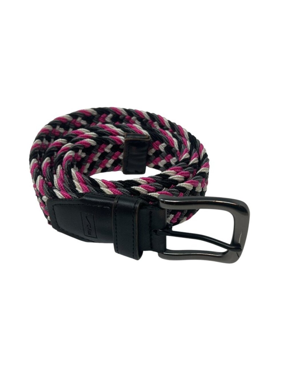 Nike Men's L 40-42 G-Flex Woven Stretch Golf Belt Weave Pink Black White EUC